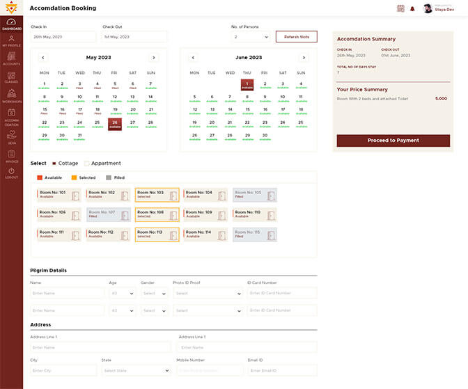 Sri Meru Casestudy Bookings Page
