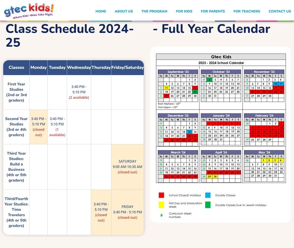 Gtec School calender - Ayatas Technologies